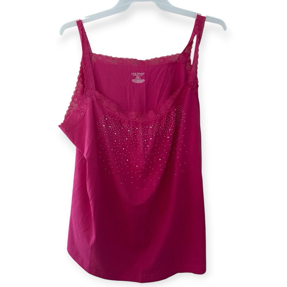 Lane Bryant Pink Lace Trim Studded Camisole Tank Top Size 26/28